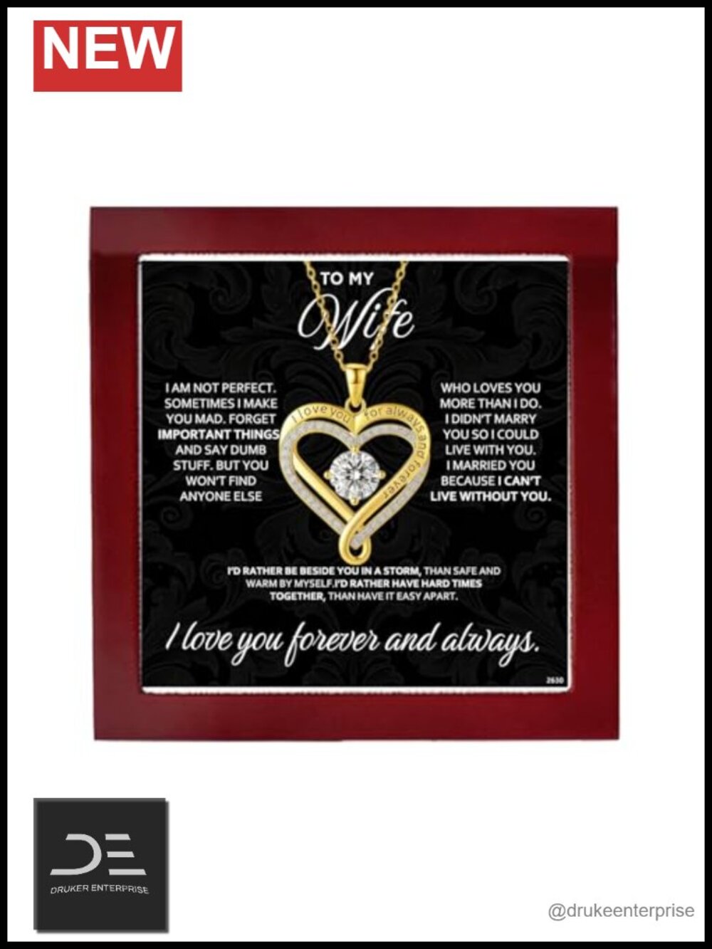 I Love You Forever Heart Pendant Necklace for Women